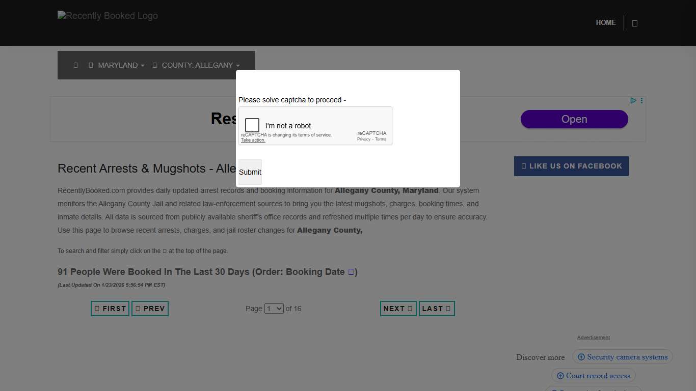 Allegany County, Maryland Mugshots RecentlyBooked.com